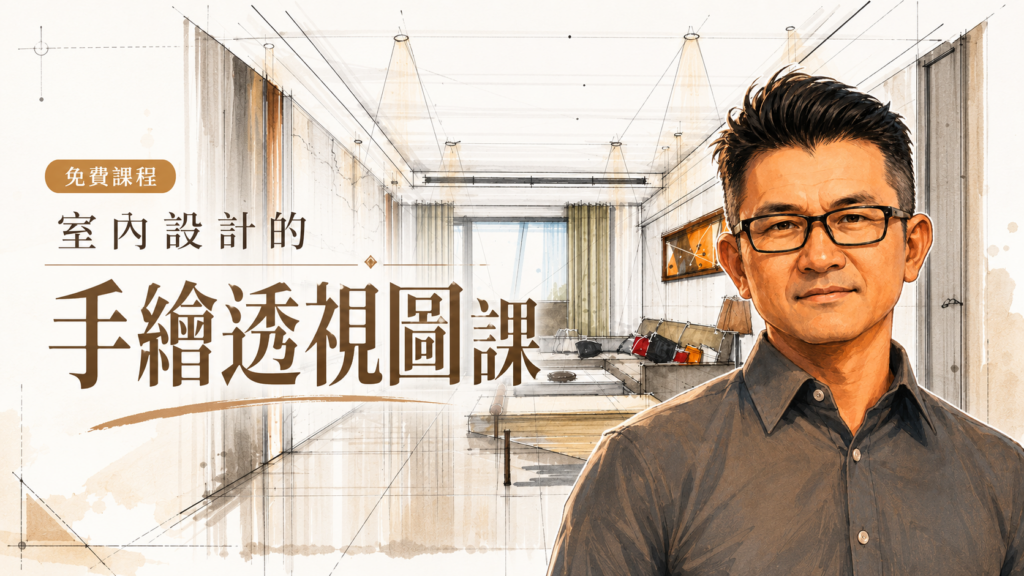 室內設計的手繪透視圖課，橫式
